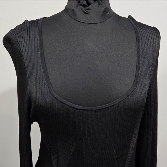 🐢 J. Crew Ribbed Black squareneck sweater-dress Size L stretchy! - Picture 9 of 16